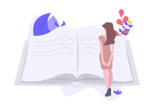 Illustration femme lisant un livre